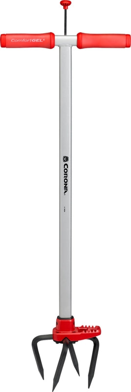 Corona LG 3624 Garden Tiller, 32 in L, 9 in Dia Tine, 6 in L Tine, 4-Tine, Steel Handle