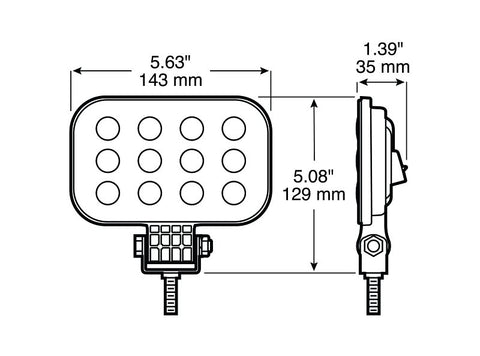 PM V906-MV Rectangular Work Light, 12/24 V, LED Lamp, White