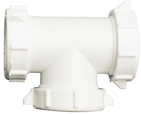 Plumb Pak PP55-6W Coupling Tee, 1-1/2 in, Slip-Joint, Plastic, White