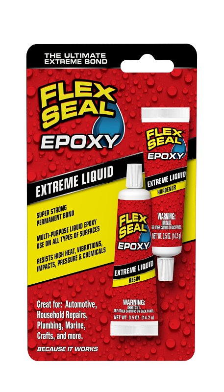 Flex Seal EFSBLKR2X15 Epoxy Adhesive, Liquid, Black, 14 mL Tube