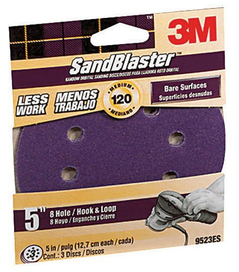 3M 5 in. Dia. Sanding Disc 120 Grit Medium Hook and Loop 3 pk