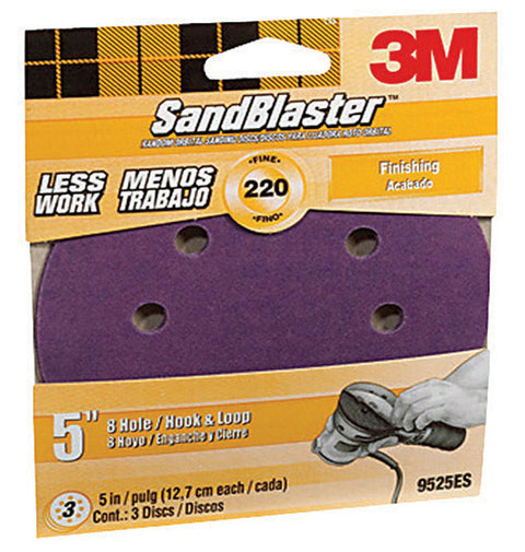 3M 5 in. Dia. Sanding Disc 220 Grit Fine Hook and Loop 3 pk