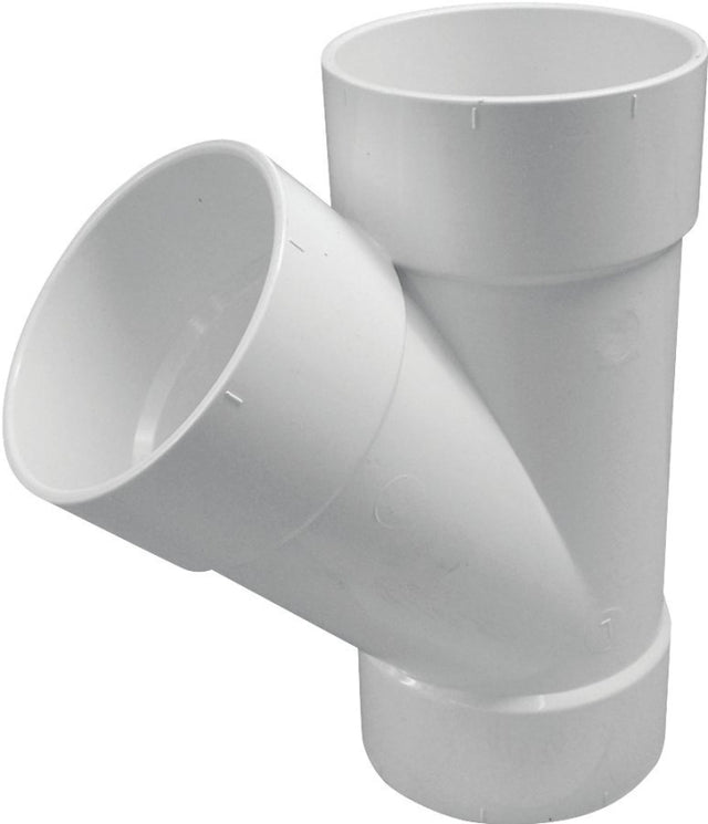 Sewer Shell Canplas 414136BC Sewer Pipe Wye, 6 in, Hub, PVC, White, SCH 40 Schedul ...