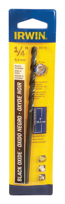 Irwin Aircraft Extension 1/4 in. Dia. x 6 in. L Black Oxide Split Point Drill Bit