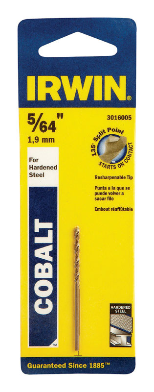 Irwin Cobalt High Speed Steel Straight Shank 5/64 in. Dia. x 2 in. L Drill Bit 1 pc.