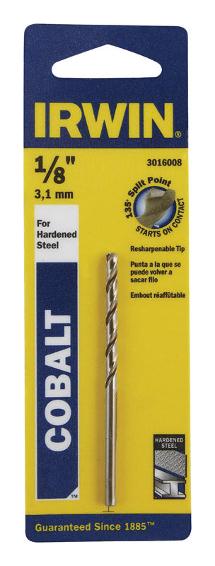 Irwin Cobalt High Speed Steel Straight 1/8 in. Dia. x 2-3/4 in. L Drill Bit 1 pc.