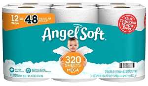 Angel Soft 79397 Toilet Tissue, 2-Ply, Paper, 12/PK, Pack of 4