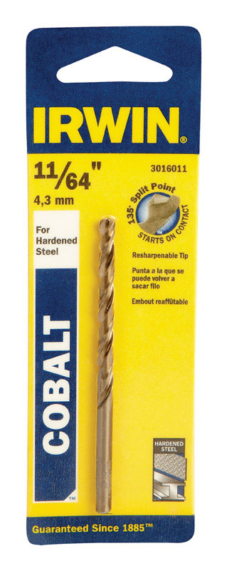 Irwin Cobalt High Speed Steel Straight 11/64 in. Dia. x 3-1/4 in. L Drill Bit 1 pc.