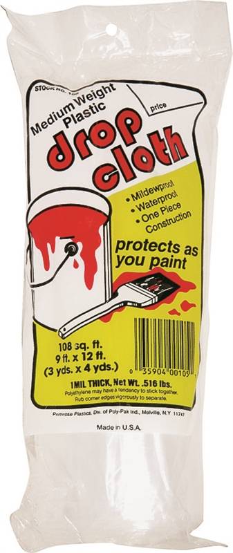 CLOTH DROP PLASTIC 1MIL 9X12FT
