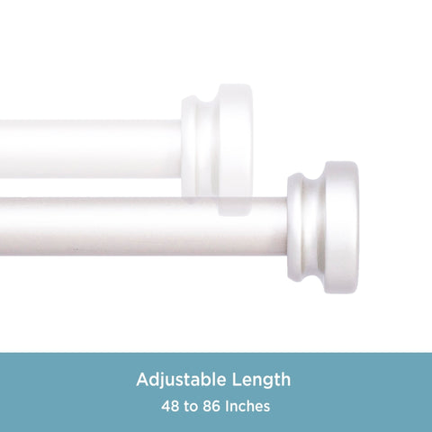 Kenney KN75449 Standard Decorative Window Curtain Rod, 5/8 in Dia, 3.53 in L, 87-1/2 in W, Brushed Nickel