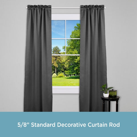 Kenney KN75449 Standard Decorative Window Curtain Rod, 5/8 in Dia, 3.53 in L, 87-1/2 in W, Brushed Nickel