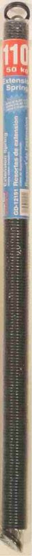 Prime-Line GD 12191 Extension Spring, 1-19/64 in OD, 25 in OAL, Carbon Steel, Galvanized, Loop End, 110 lb