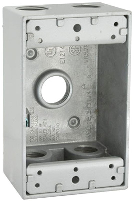Hubbell 5331-0 Weatherproof Box, 18.3 cu-in, 5-Outlet, 1-Gang, Aluminu ...