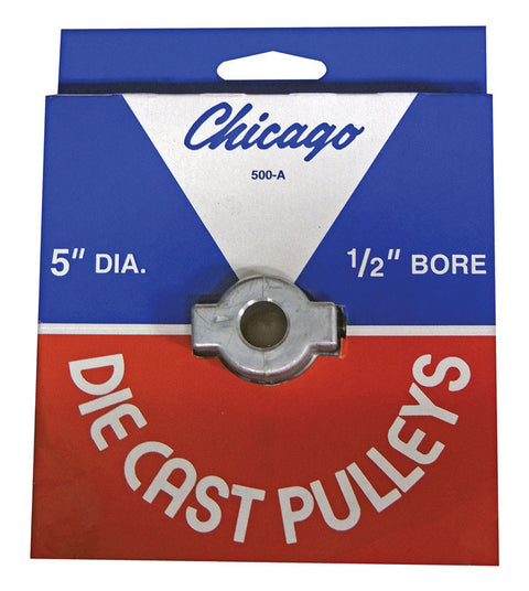 Chicago Die Cast Single V Grooved Pulley A 5 in. x 1/2 in. Bulk