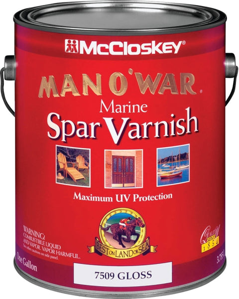 McCloskey Man O' War 080.0007509.007 Marine Spar Varnish, Gloss, Clear, Liquid, 1 gal, Pack of 2