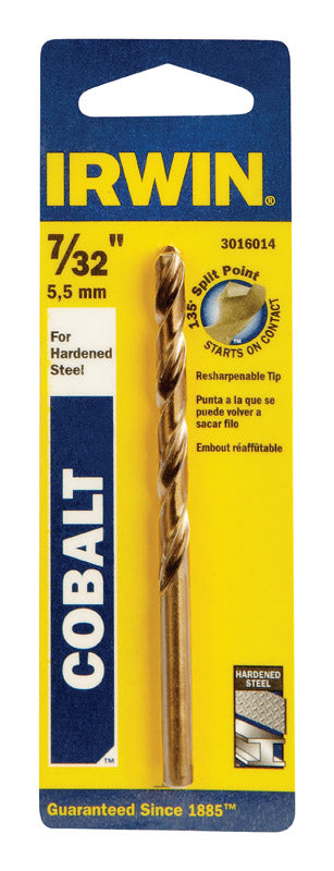 Irwin Cobalt High Speed Steel Straight 7/32 in. Dia. x 3-3/4 in. L Drill Bit 1 pc.