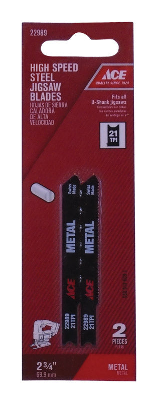 Ace High Speed Steel Universal 2-3/4 in. L Jig Saw Blade 21 TPI 2 pk