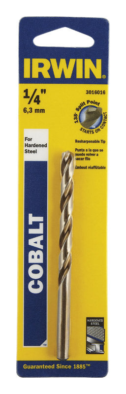 Irwin Cobalt High Speed Steel Straight 1/4 in. Dia. x 4 in. L Drill Bit 1 pc.