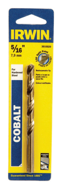 Irwin Cobalt High Speed Steel Straight 5/16 in. Dia. x 4-1/2 in. L Drill Bit 1 pc.