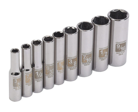 Craftsman 9 pc. SAE 9 pc. Alloy Steel 1/4 in. Drive Socket Set
