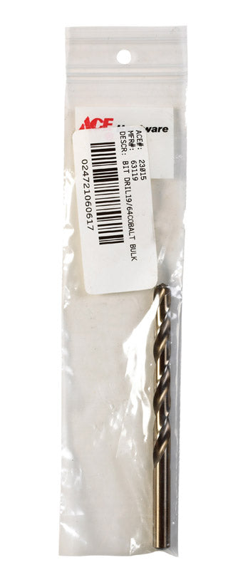 Irwin Cobalt High Speed Steel Straight 19/64 in. Dia. x 2-3/4 in. L Drill Bit