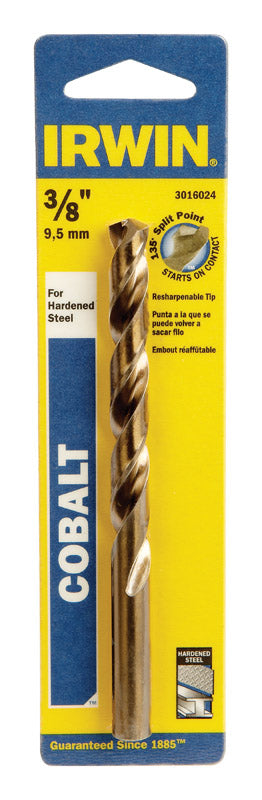 Irwin Cobalt High Speed Steel Straight 3/8 in. Dia. x 5 in. L Drill Bit 1 pc.