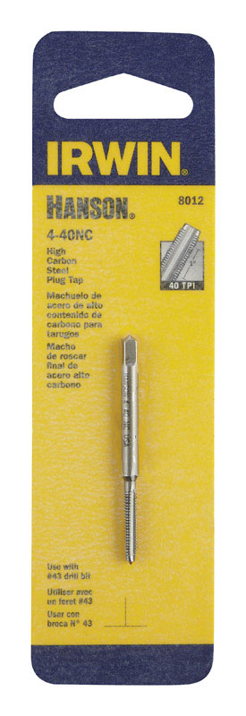 Irwin Hanson High Carbon Steel 4-40NS SAE Plug Tap 1 pc.