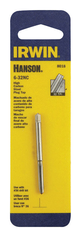 Irwin Hanson High Carbon Steel 6-32NC SAE Plug Tap 1 pc.