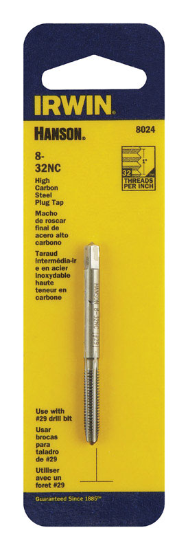 Irwin Hanson High Carbon Steel 8-32NC SAE Plug Tap 1