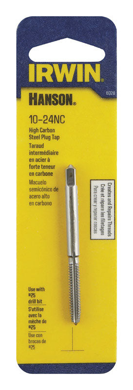 Irwin Hanson High Carbon Steel 10-24NC SAE Plug Tap 1 pc.