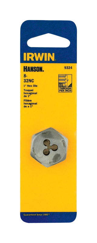 Irwin Hanson High Carbon Steel 8-32NC SAE Hexagon Die 1