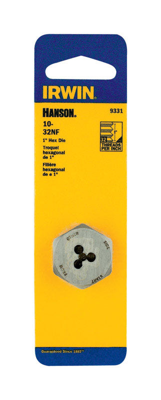Irwin Hanson High Carbon Steel 10-32NF SAE Hexagon Die 1 pc.