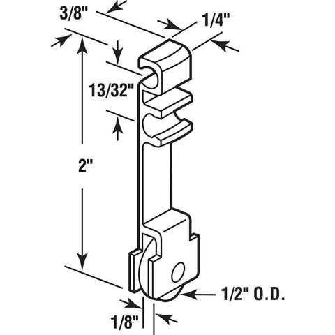 Prime-Line G 3102 Roller Assembly, 3/8 in W, 2 in L, Aluminum/Steel