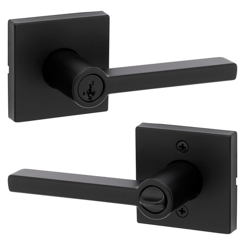 Kwikset Signature Series 740HFL SQT 514 SMT Entry Lever, Matte Black, Zinc, Residential, Re-Key Technology: Smart Key