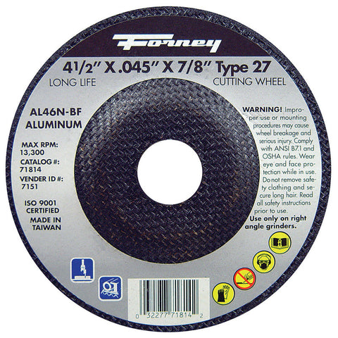 Forney Metal Cut-Off Wheel 4-1/2 in. Dia. x .045 in. thick x 7/8 in.