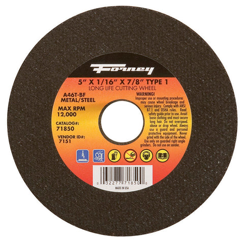 Forney Metal Cut-Off Wheel 5 in. Dia. x 1/16 in. thick x 7/8 in.