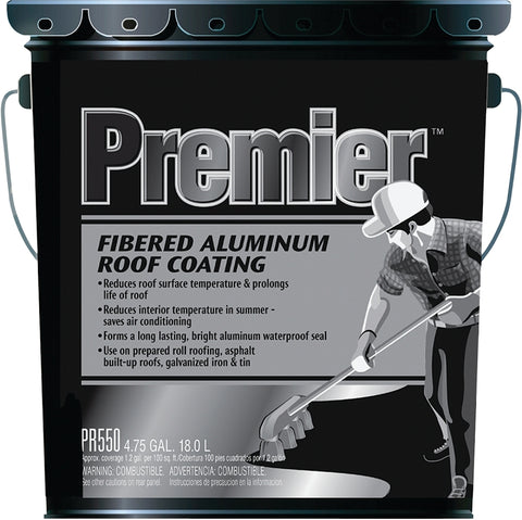 Henry PR550070 Roof Coating, Compositions: Petroleum Asphalt, Stoddard Solvent, Aluminum, Cellulose Fiber, Silver, 18 L
