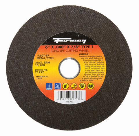 Forney Metal Cut-Off Wheel 6 in. Dia. x .040 in. thick x 7/8 in.