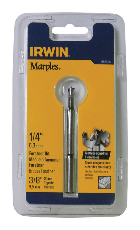 Irwin Marples Carbon Steel Reduced Shank 1/4 in. Dia. Forstner Drill Bit 1 pc.