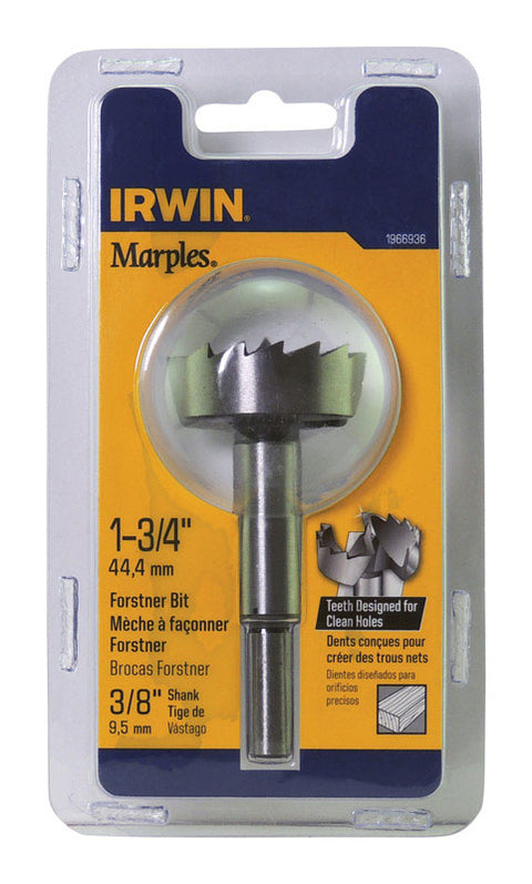 Irwin Marples Carbon Steel Reduced Shank 1-3/4 in. Dia. Forstner Drill Bit 1 pc.