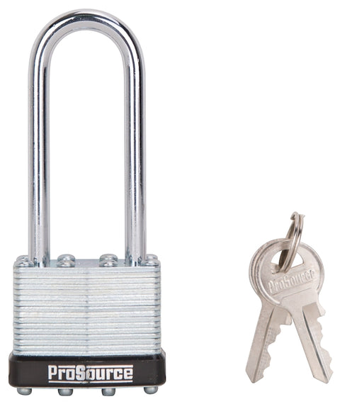 ProSource HD00040L-3L Padlock, Long Shackle, 1/4 in Dia Shackle, 2-3.4 in H Shackle, Steel Shackle, Steel Body