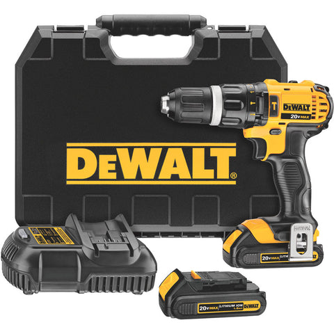 DeWalt 20 volts 1/2 in. Metal Ratcheting Cordless Compact Hammer Drill Kit