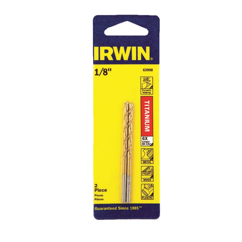 Irwin 1/8 in. X 2-3/4 in. L High Speed Steel Drill Bit Set Straight Shank 2 pc, Pack of 3