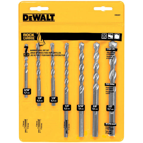 DeWalt Rapid Load Carbide 3/16 in. Dia. Masonry Drill Bit Set 7 pc.