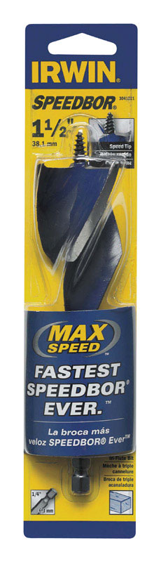 Irwin Speedbor 1-1/2 in. X 6 in. L Carbon Steel Wood Boring Bit Quick-Change Hex Shank 1 pc