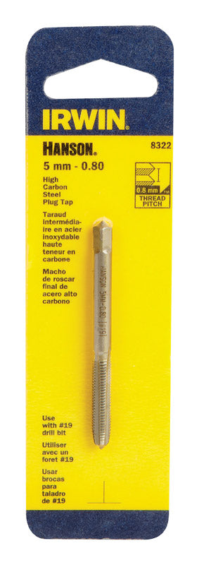 Irwin Hanson High Carbon Steel 5mm-0.80 Metric Plug Tap 1 pc.