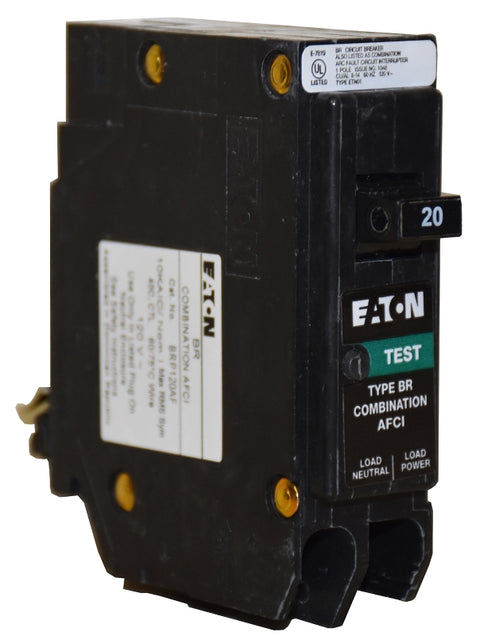 Cutler-Hammer BRP120AF Circuit Breaker, Type BR, 20 A, 1-Pole, 120 VAC, Instantaneous, Long Time Trip, Plug Mounting