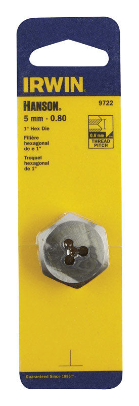 Irwin Hanson High Carbon Steel 5mm-0.80 Metric Hexagon Die 1