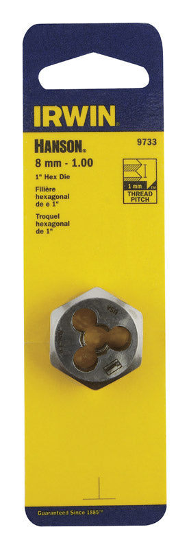 Irwin Hanson High Carbon Steel 8mm-1.00 Metric Hexagon Die 1