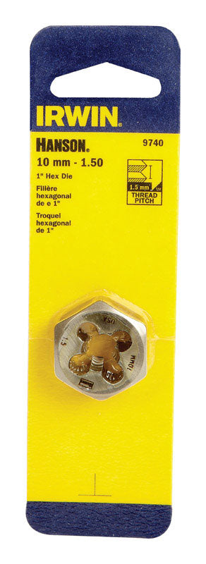 Irwin Hanson High Carbon Steel 10mm-1.50 Metric Hexagon Die 1